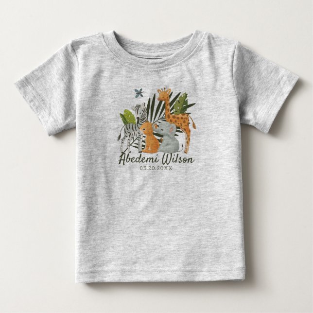 T-shirt bébé Jungle Safari Baby shower (Devant)