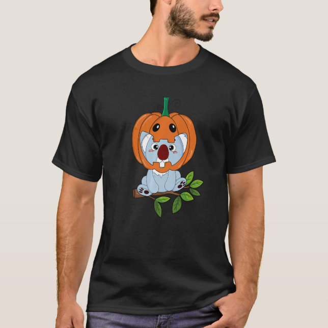 T-shirt Bébé Koala Ours Avec Casque Citrouille Halloween C (Devant)