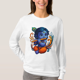 T-shirt Bébé Krishna avec Flûte - Vibes de paix | 3D dynam