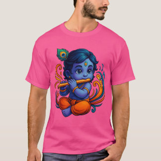 T-shirt Bébé Krishna avec Flûte - Vibes de paix | 3D dynam