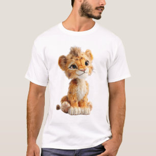 T-shirt Bébé Lion Adorable Pelage Doré Hommes Poilus