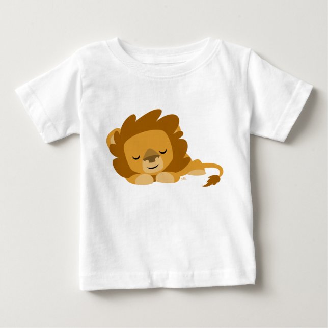 T-shirt bébé Lion dormant en caricature mignonne (Devant)