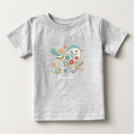 T-shirt bébé Little Bird Blue Pink Flowers