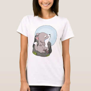 T-shirt Bébé loup hurlant à la lune