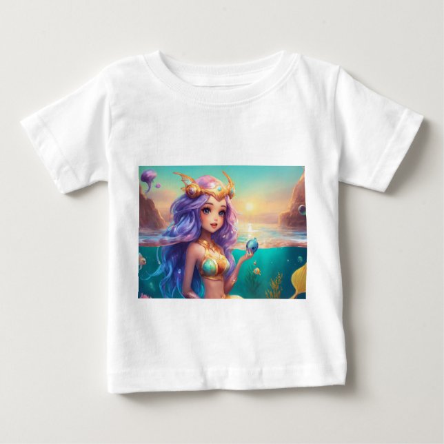 T-shirt bébé mignon avec belle image de sirène (Devant)