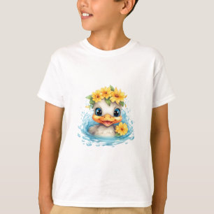 T-shirt Bébé mignon Canard Canards Fleurs d'animaux amusan