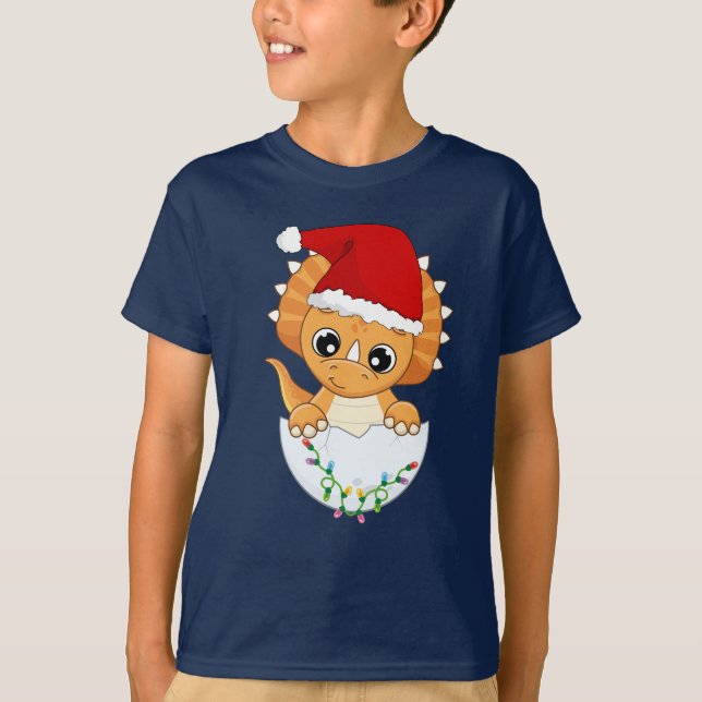 T-shirt Bébé mignon Dino Noël (Devant)