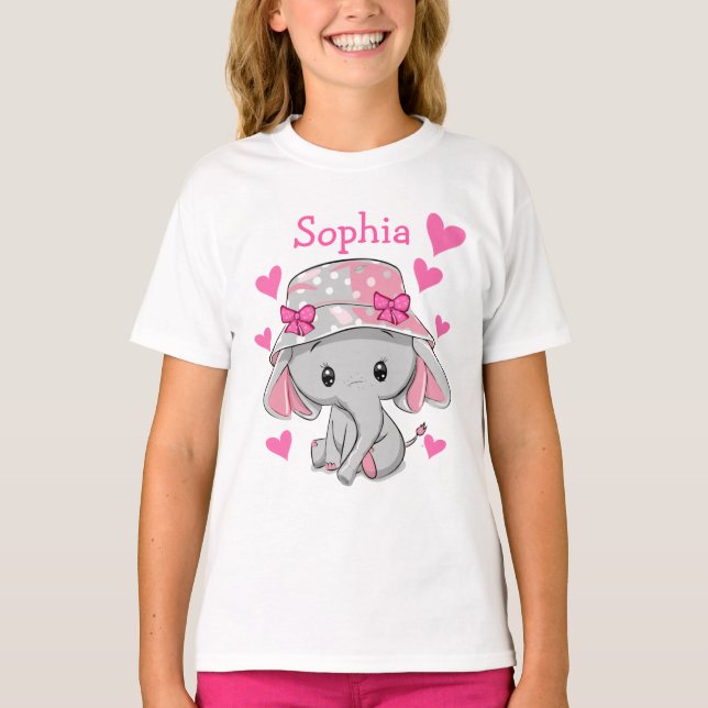 T-shirt Bébé mignon Eléphant fille (Devant)