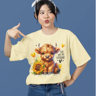 T-shirt Bébé mignon Highland Vache et tournesol Western Su