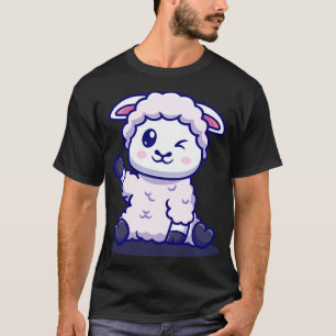 T-shirt Bébé mignon mouton agitant main caricature