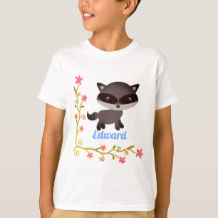 T-shirt Bébé mignon Raccoon avec fleurs