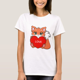 T-shirt Bébé mignon renard avec coeur