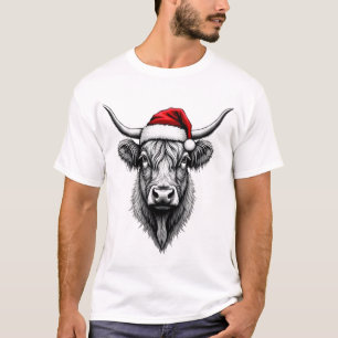 T-shirt Bébé mignon Vache des Highlands Noël Cadeaux Santa