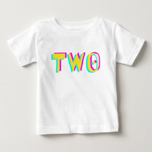 T-Shirt bébé moderne 3D deux jaunes deuxième anniv (Devant)