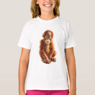 T-shirt Bébé Orang-outan Caractère Enfant Sourire Doux