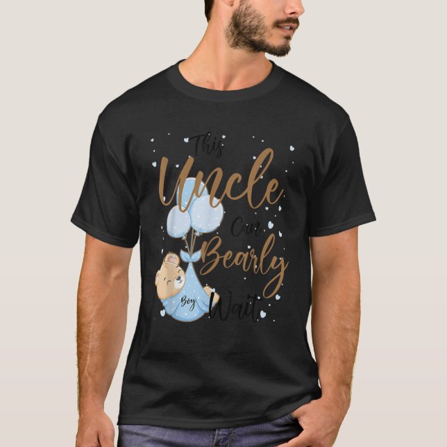 T-shirt Bébé Ours Baby shower thème Oncle Bébé Attendre bé (Devant)