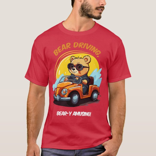 T-shirt bébé ours conduisant une voiture (Devant)