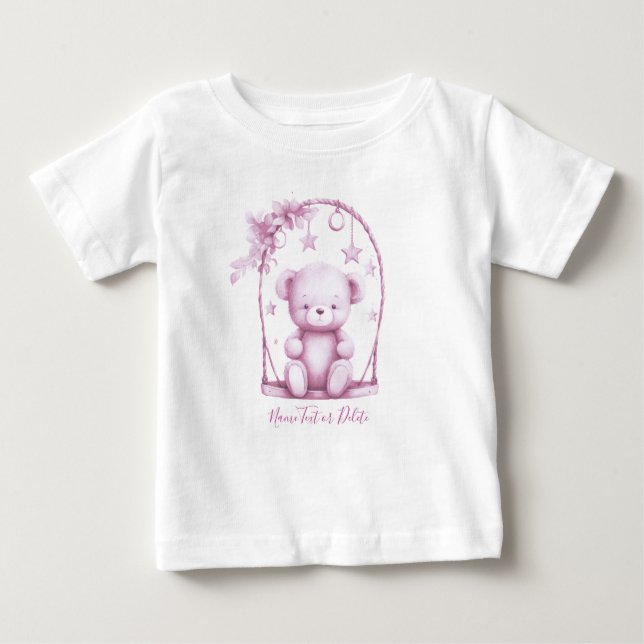 T-shirt bébé ours en peluche rose (Devant)