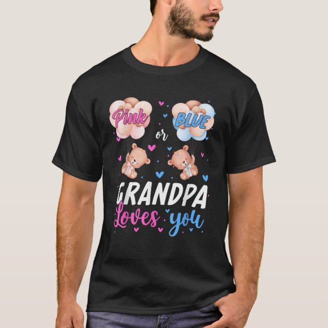T-shirt Bébé ours rose ou bleu grand-père vous aime Genre  (Devant)