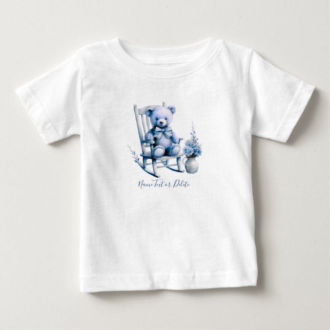 T-shirt bébé Ourson Bleu Aquarelle (Devant)