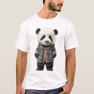 T-shirt Bébé panda adorable dans un cardigan tricoté main