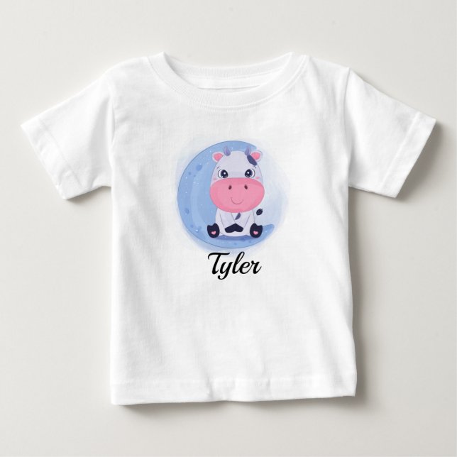 T-shirt bébé personnalisé à la vache mignonne (Devant)