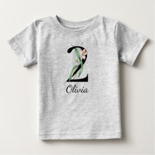 T-Shirt bébé personnalisé avec nom et fleurs pour