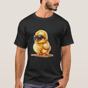 T-shirt Bébé poulet drôle avec des lunettes de soleil pour