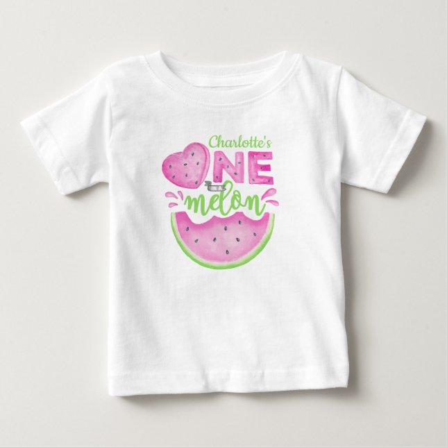 T-Shirt Bébé pour 1er Anniversaire Rose "Une sur u (Devant)