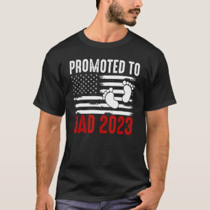 T-shirt Bébé Promu À Papa 2023 Cool Us Drapeau Famille Mat