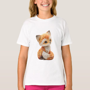T-shirt Bébé Renard Rouge Adorable aux Grands Yeux Style E