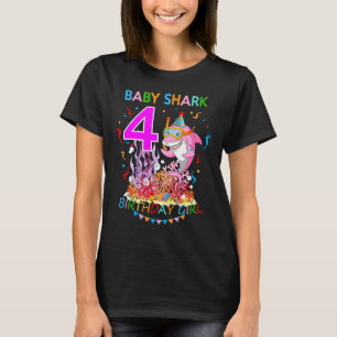 T-shirt Bébé Requin 4 ans Anniversaire Fille
