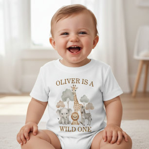 T-shirt bébé safari pour 1er anniversaire de Wild