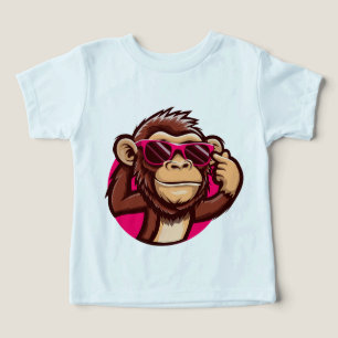 T-shirt bébé singe cool avec lunettes de soleil ro