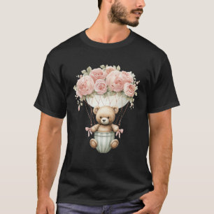 T-shirt Bébé Teddy Ours rose pivoine Fleur à air chaud