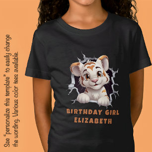 T-Shirt Bébé Tigre Mignon et Adorable Regardant Dehors D'u
