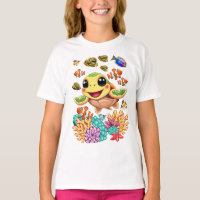 Bébé Tortue de Mer Heureux et Mignon Personnage