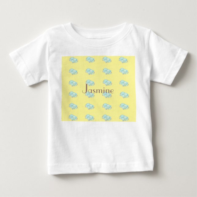 T-shirt bébé vintage bleu éléphants (Devant)