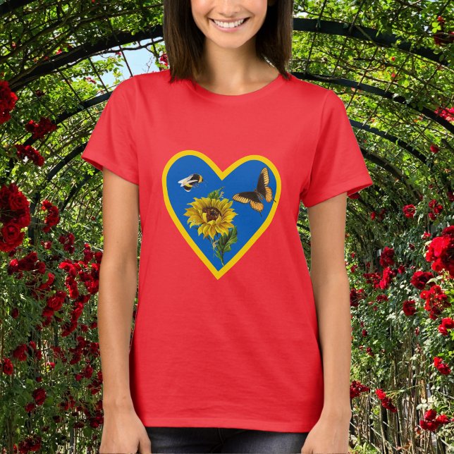 T-shirt Bee de tournesol et papillon Bleu et Coeur jaune (Créateur téléchargé)
