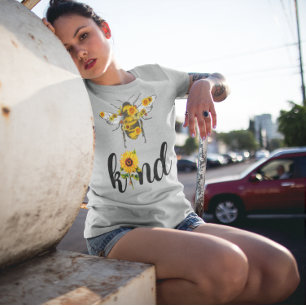 T-shirt Bee Genre Fleurs de soleil Inspirationnelles Lettr
