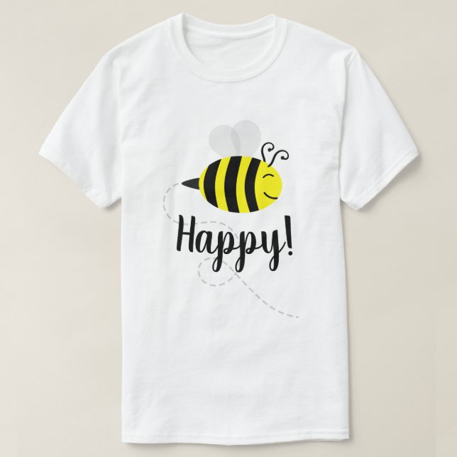 T-shirt "Bee Happy" Happy Bee Smile (Design devant)