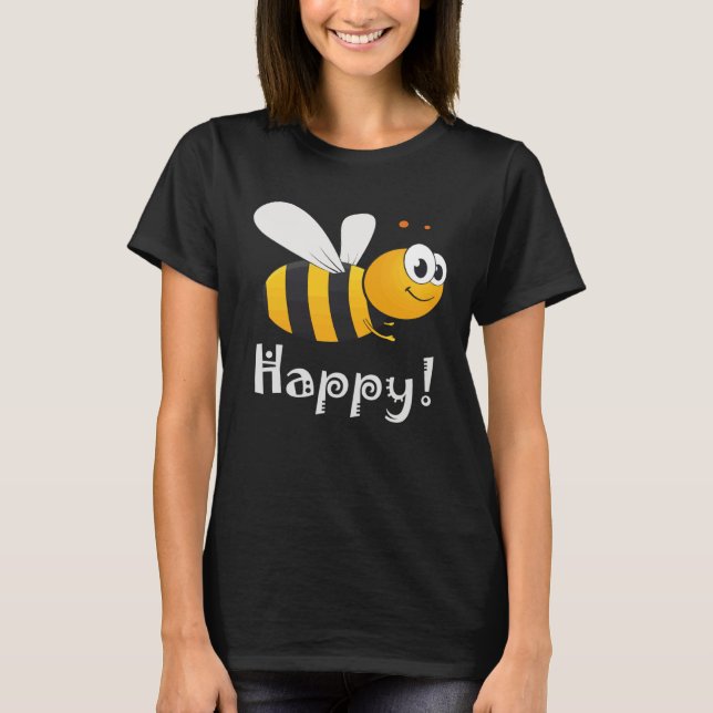 T-shirt Bee Happy Mens Womens Kids (Devant)