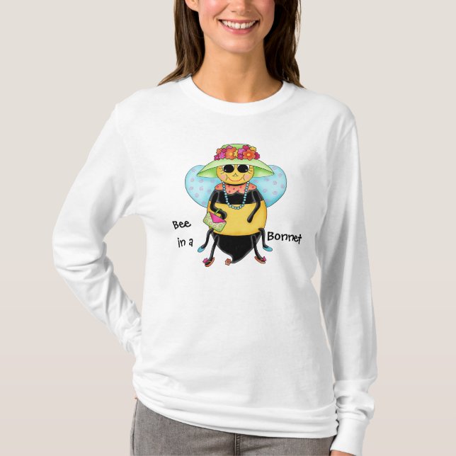 T-shirt Bee in a Bonnet Whimsy Honey Bee Art Custom (Devant)