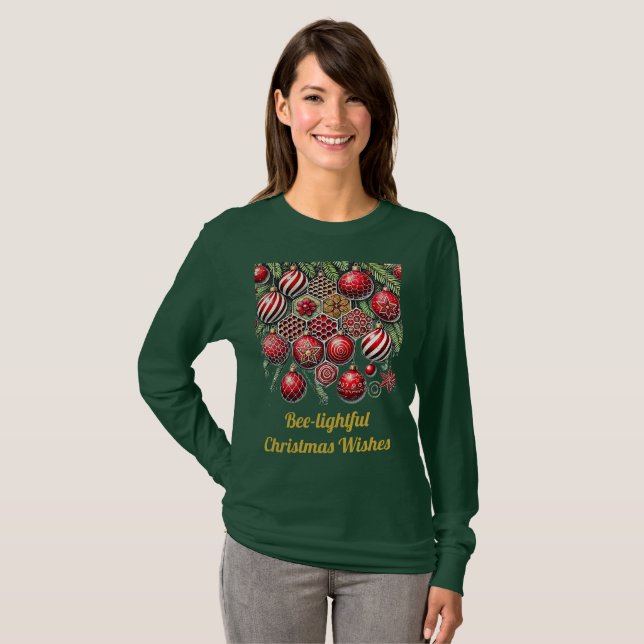T-shirt Bee-lightful Christmas Wishes - Christmas Ornament (Devant entier)