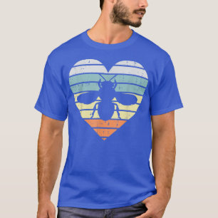 T-shirt Bee Silhouette Coeur Coucher de soleil Rétro Amour