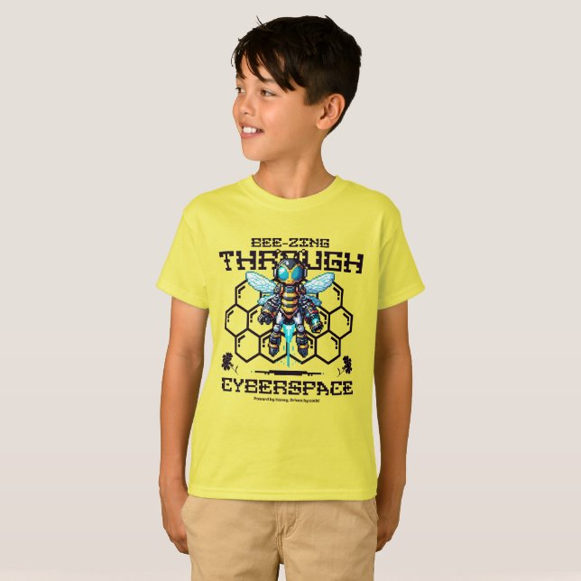 T-shirt Bee-zing Through Cyberspace - Abee Robotique (Devant entier)