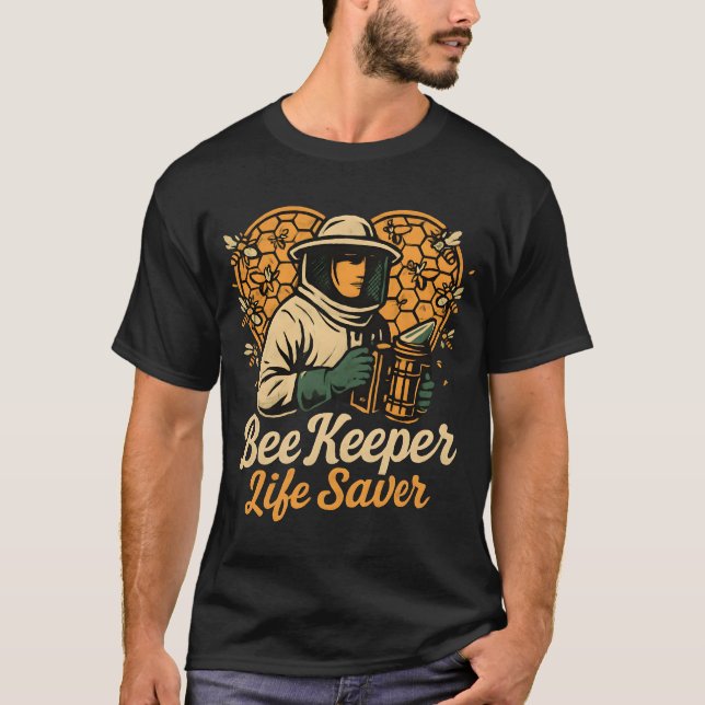 T-shirt Beekeeper Life Saver Honeycomb Art (Devant)