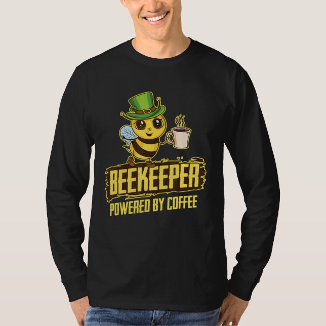 T-shirt Beekeeper Powered Coffee St Patrick Bee Beekeeping (Devant)