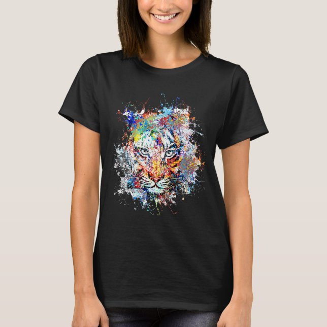 T-shirt Beélégant tigre chauffé Aquarelle Tigre (Devant)