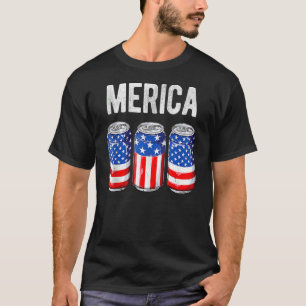 T-shirt Beer American Drapeau 4 juillet Hommes Femmes Meri